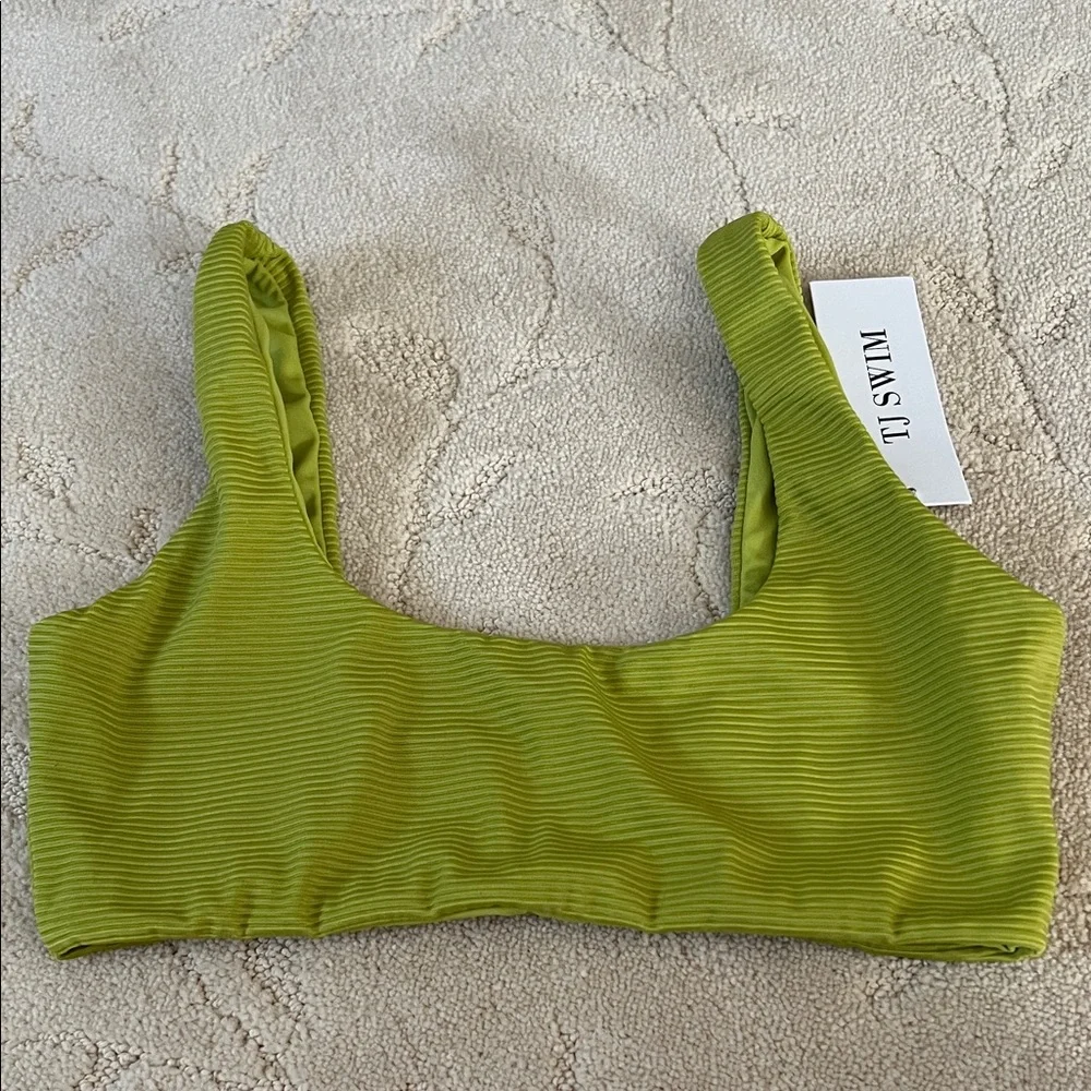 TJ SWIM Lime Green Textured Bralette Bikini Small NWT